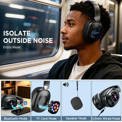 Bluetooth 6.0 Wireless Headphones Hi-Fi Noise Cancelling Over Ear Headset