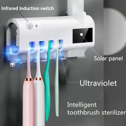 Toothbrush Holder Sensor UV Sanitizer Automatic Toothpaste Dispenser Squeezer