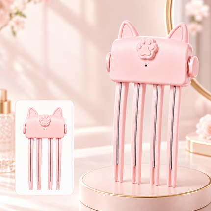 Pink Cat Ear Heated Hair Root Volumizing Clip 2 Heat Type-C Rechargeable Styler