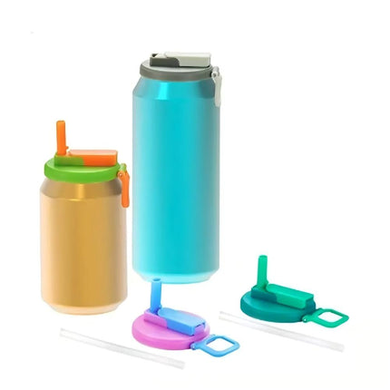 5PCS Beverage Drink Cans Soda Can Lids Covers Silicone Cover Straws Party Colors