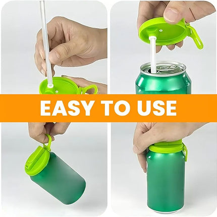 5PCS Beverage Drink Cans Soda Can Lids Covers Silicone Cover Straws Party Colors