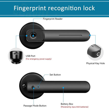 Electronic Handle Smart Fingerprint Door Lock Biometric Digital Code Door Lock