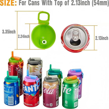 5PCS Beverage Drink Cans Soda Can Lids Covers Silicone Cover Straws Party Colors
