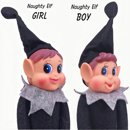 Christmas Elf Bend & Pose Black Plush Toy Bendable Naughty Elves Xmas Decor