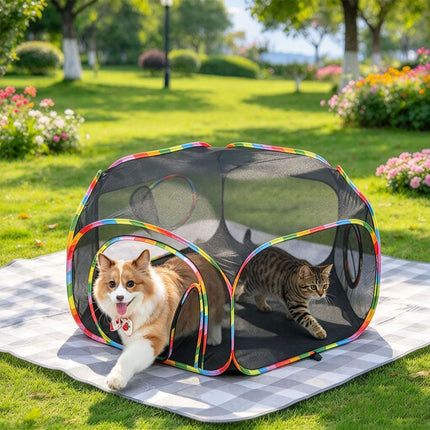 Cat Enclosure, Pop Up Cat Rolling Tent Cube for Outdoor and Indoor Foldable