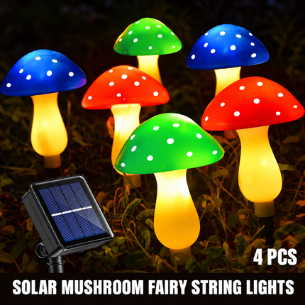 Solar Mushroom Lights LED Fairy String Light Outdoor Garden Path Xmas Decor Lamp