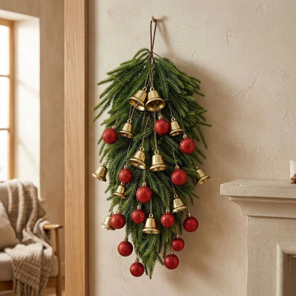 Glitter Baubles Artificial Pine Christmas Hanging Entryway