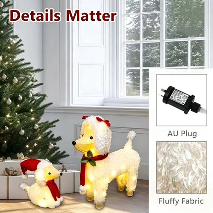 Christmas Lights 60 LEDs Fairy Light 2pcs Dog Decorations Set Xmas Party Home