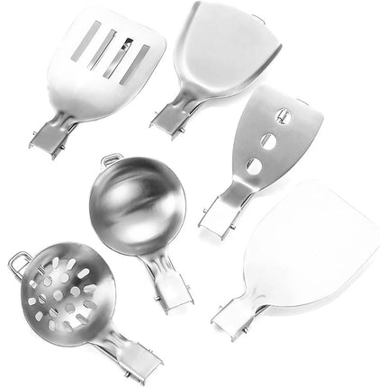 Camping Kitchen Utensil Set 6 PCS Compact Folding Cooking Spoon Spatula Colander