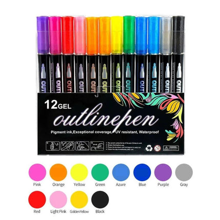 12/24/48PCS Outline Pens Metallic Coloring Lightstick Graffiti Pen Xmas Gifts