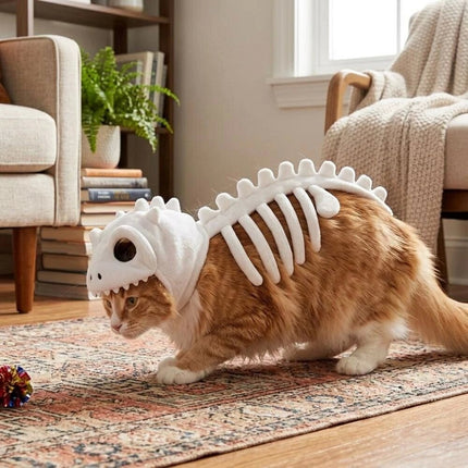 1pc Halloween Pet Dinosaur Skeleton Plush, 3D Spinosaurus Dinosaur Skeleton Costume