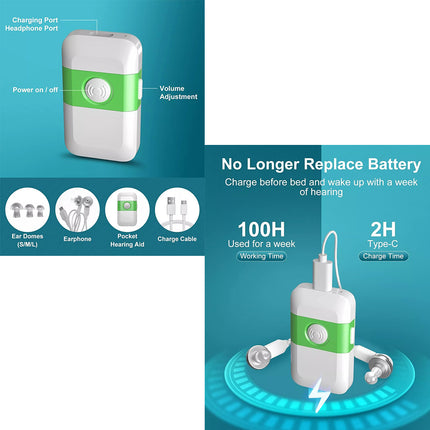 Portable Hearing Aids Sound Voice Amplifier In Ear Hearing Enhancer Pocket White