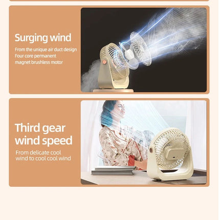 Portable Wireless Table Fan Mini Wireless Desk Fan Small Quiet Personal Cooler
