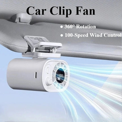 Portable Car Clip Fan 360°100 Speed Wind USB Rechargeable Clamp Electric Fan