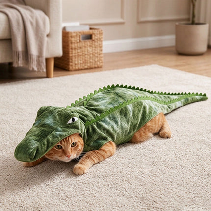 Novelty Alligator Dog Cat Outfit Plush Dog Crocodile Suit Halloween Pet Costume