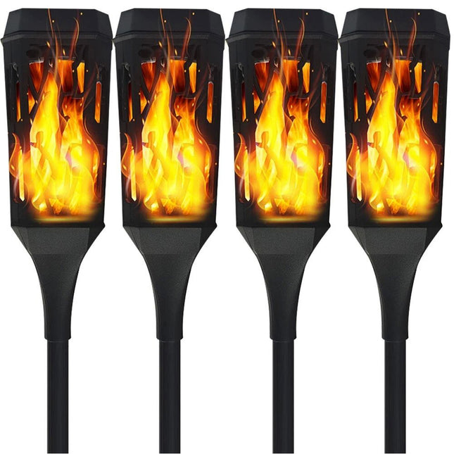 4 Packs Christmas Decoration Outdoor Solar Lights Torch Light Flickering Flame Pathway