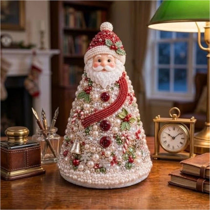 Handmade DIY Beaded Santa Tree Material Pack Festive Tabletop Decor