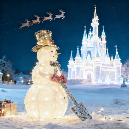 120cm Solar Powered Christmas Decoration Lights Snowman Metal Frame LED Light