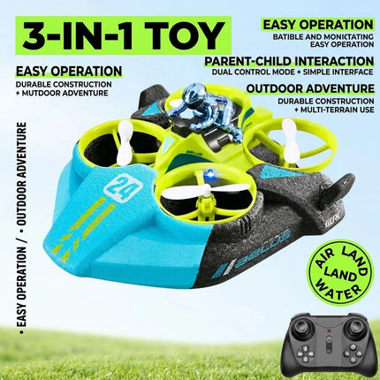 V24 RC Aircraft Water Land Air 3 In 1 Helicopter Stunt Drone Speed Racing Drift