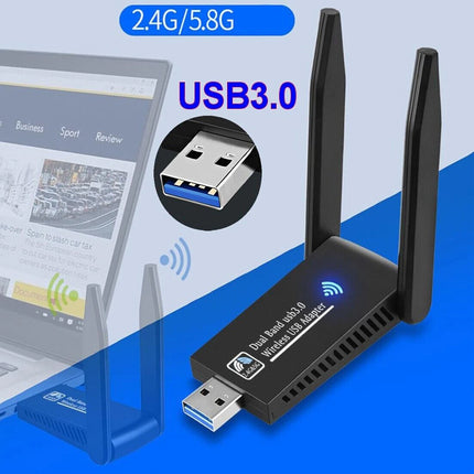 1300Mbps USB 3.0 WiFi &amp; Bluetooth Adapter, 5GHz Dual Band Network Dongle Receiver