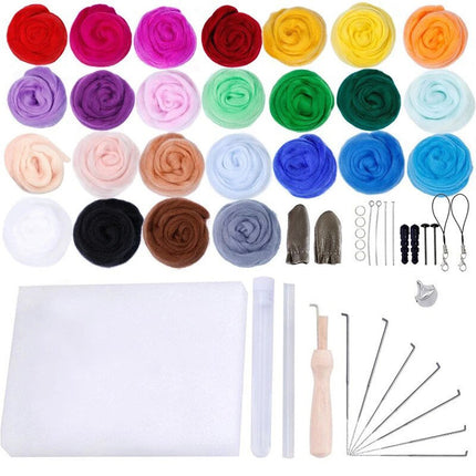 25Color Needle Felting Kit Multi Colour Mat for DIY Craft Art Projects Starter Set
