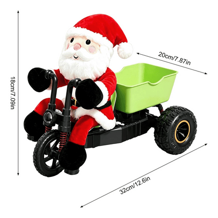 2.4GHz Santa Claus Remote Control Tricycle, Anti-Tip 3-Wheel RC Motorcycle Gift