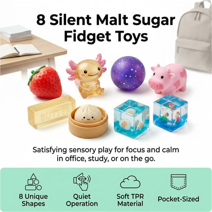 8-Piece Set Squish Box Malt Sugar Stress Relief Fidget Toys Christmas Gift