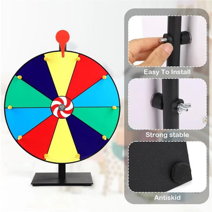 12" Spinning Wheel for Prizes 10 Slots Color Prize Wheel with Heavy Duty Base