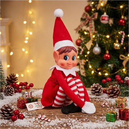 Naughty Elves Christmas Elf Red Doll Plush Toy Xmas Tree Decor Red