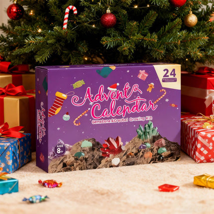 24 Day Christmas Countdown Advent Calendar Gem Mineral Crystal Stone Xmas Gift