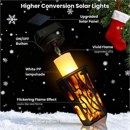 4 Packs Christmas Decoration Outdoor Solar Lights Torch Light Flickering Flame Pathway