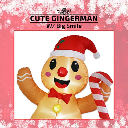 Inflatable Christmas Rotating Gingerman W/ LED Lights 1.86M Xmas Decor Outdoor