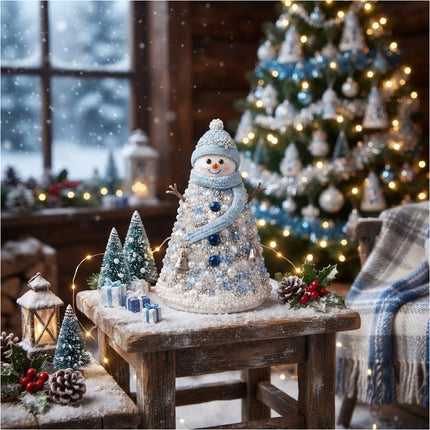 Handmade DIY Beaded Snowman Material Pack Festive Tabletop Decor