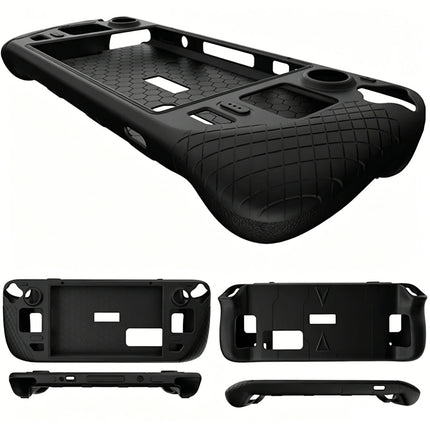 Black Silicone Protective Case Cover with 2-Pack Glass Screen Protectors for Steam Deck OLED