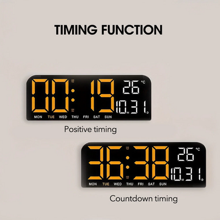 Large Digital Big Jumbo LED Wall Desk Clock Display With Calendar Temperature