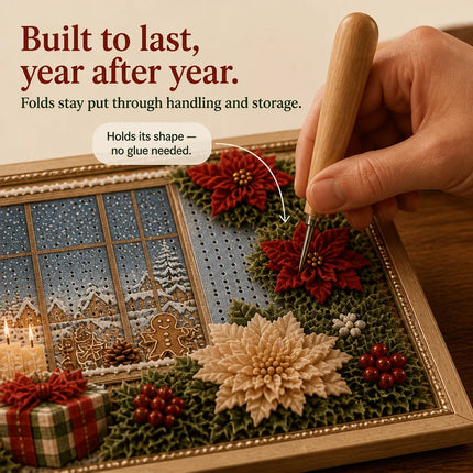 3D Christmas Fabric Poke Art Kit, DIY Needle Punch Craft Set with Frame Decor Wreath Set
