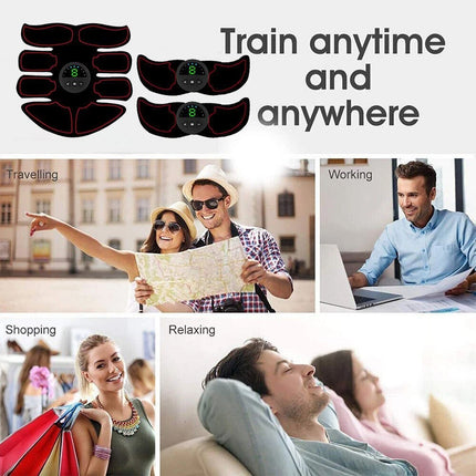 EMS Rechargeable Abdominal Arms Hips Stimulator Muscle Trainer For Gym Fitness 6 Mode 19 Intensity Red