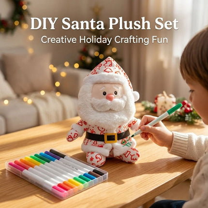 Paintable DIY Paintable Santa Claus Plush Toy Home Festive Decorations with pens