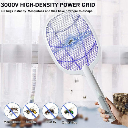 Electric USB Rechargable Racket Fly Swatter Mosquito Insect Killer UV Bug Zapper