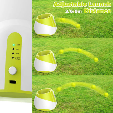 Auto Dog Ball Launcher Thrower Automatic Tennis Fetch Throwing Machine 6 Balls