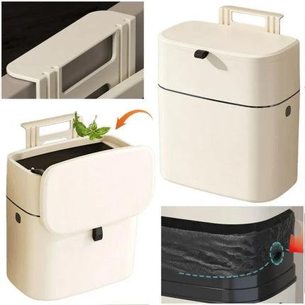 Kitchen Trash Bin Wall Mounted Door Hanging Cupboard Bin Garbage Can Wastebasket