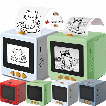 Smart AI Voice Sticker Printer Box | Magic Thermal Sticker Maker w/ 3 Roll Paper