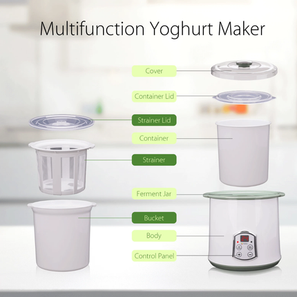 Greek Yoghurt Maker 2L Automatic Yogurt Rice Wine DIY Food Grade Machine