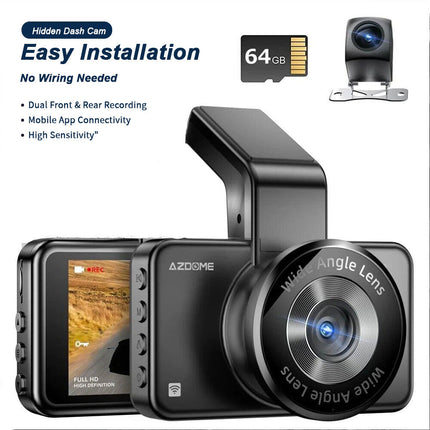 AZDOME M17 Pro Dash Cam Voice Activated Front Rear Wifi 64GB Card Loop Recording