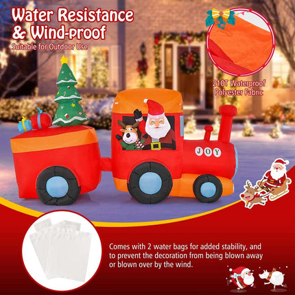 2.6M Christmas Inflatable Blow Up Xmas Santa Train w/6 Bright LED lights Decor