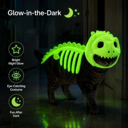 1pc Halloween Pet Dinosaur Skeleton Plush, 3D Spinosaurus Dinosaur Skeleton Costume