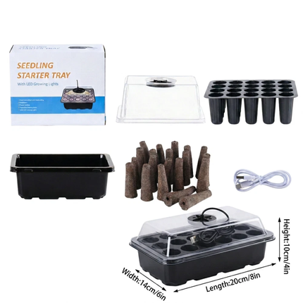 Seed Starter Tray 20 Cells Seedling Starter Kit with Grow Light Seed Germination