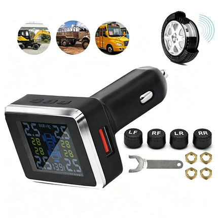 TPMS Wireless Car Tire Tyre Pressure Monitor Monitoring System + 4 Sensors