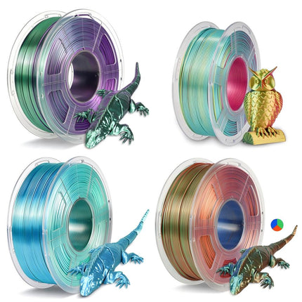 SILK PLA+ 3D Printer Filament 1.75mm 1.1KG, Dual-Color Tri-Colour Shiny for FDM