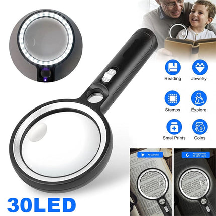 10x 20x 45x Handheld Magnifying Glass Magnifier Reading Illuminated Magnifying